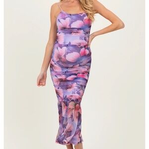 Ruched floral maternity dress